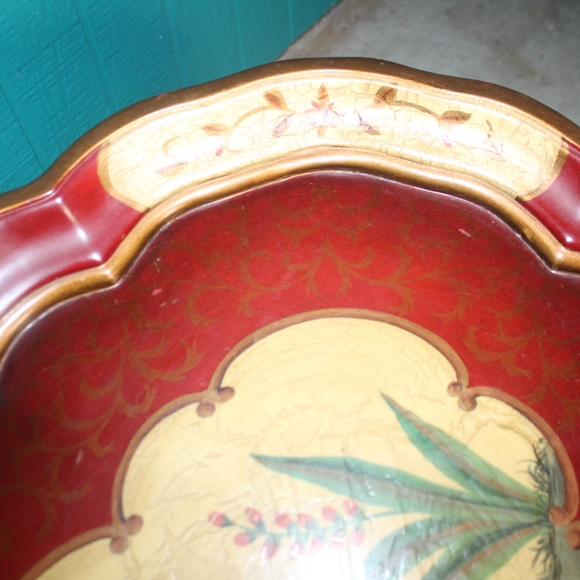 19th Century Scalloped Paper Mache Hand Painted Tray Bamboo Tea Table - Picture 11 of 16